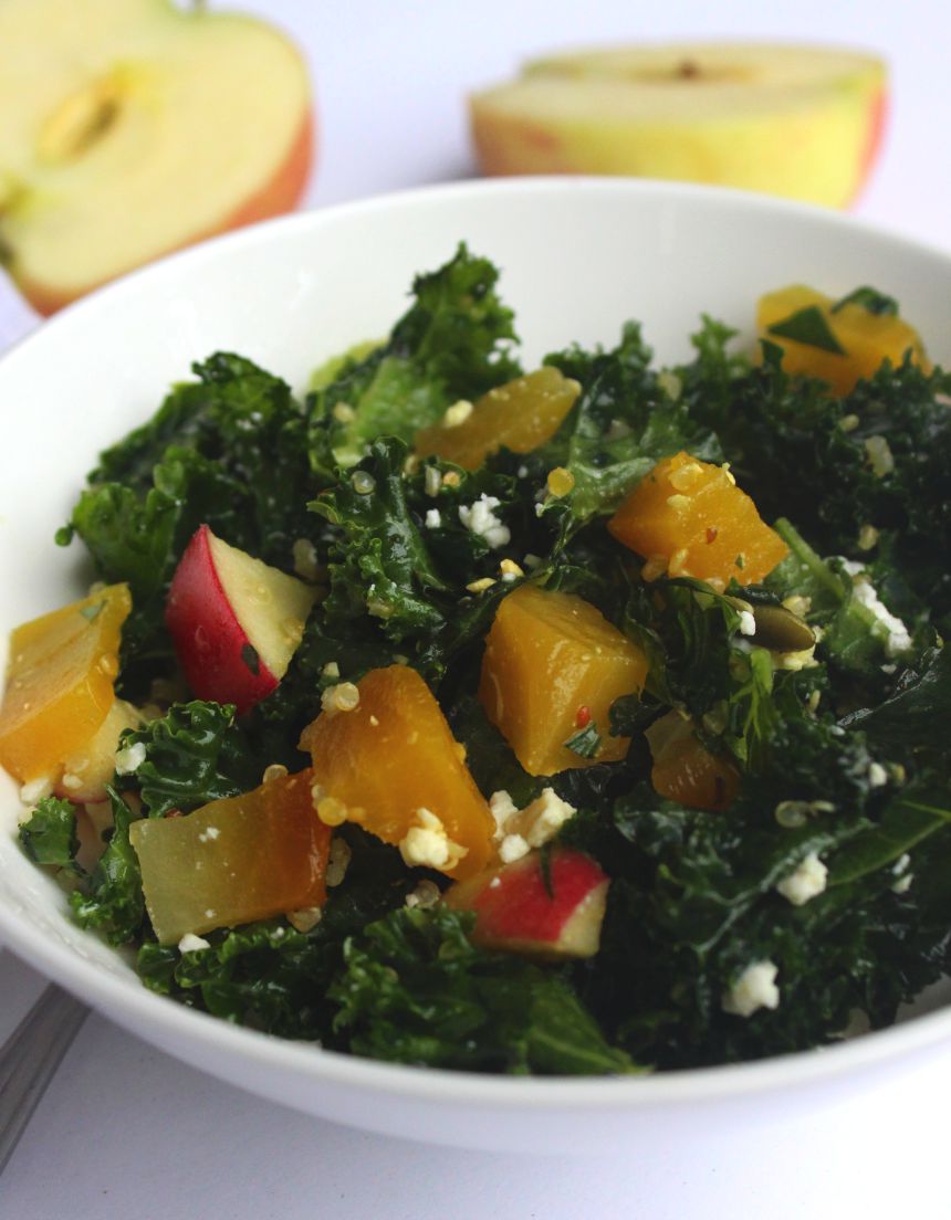 Kale, golden beet and Apple Fall Harvest Salad Zest Nutrition