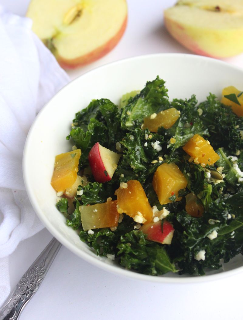 Kale, golden beet and Apple Fall Harvest Salad Zest Nutrition