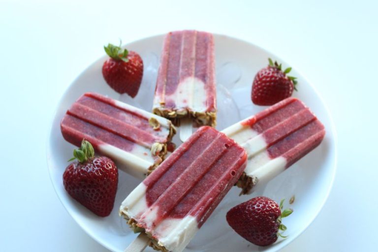 Roasted Strawberry with Greek Yogurt Popsicles Zest Nutrition
