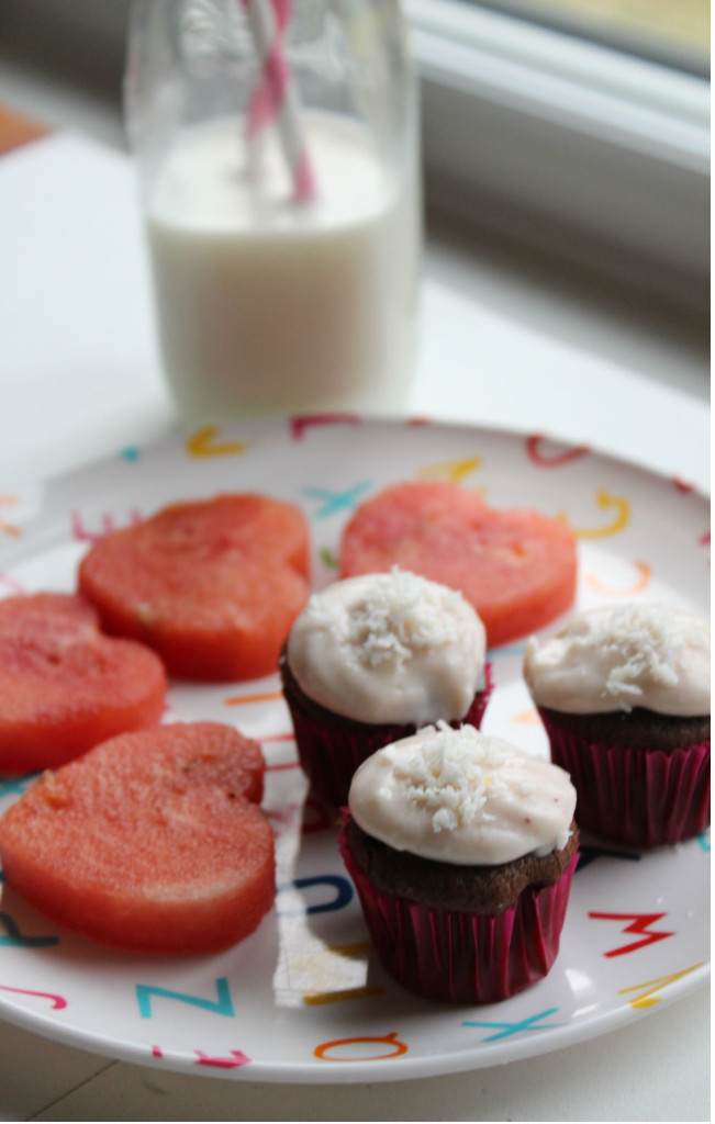 watermelon hearts and cupcakes